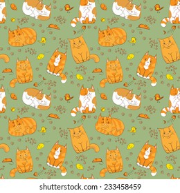 cute cats seamless pattern