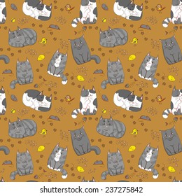 Cute Cats Seamless Pattern Stock Vector Royalty Free Shutterstock