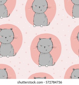 Cute cats seamless pattern background.