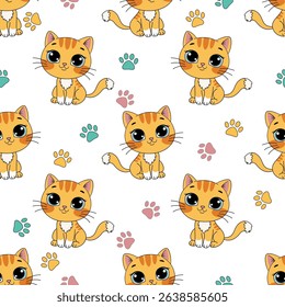 Cute cats seamless pattern, Cat background