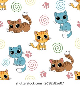 Cute cats seamless pattern, Cat background