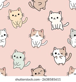 Cute cats seamless pattern, Cat background