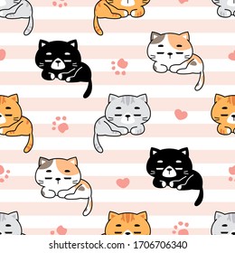 Cute cats seamless pattern design template ready to print