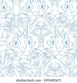 cute cats seamless pattern. pets vector background
