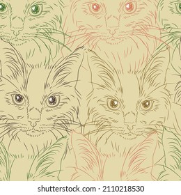 cute cats seamless pattern. pets vector background. animals pattern