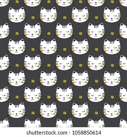 Cute cats seamless pattern for scrapbook paper, wrapping paper