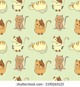 Cute cats seamless pattern vector illustration