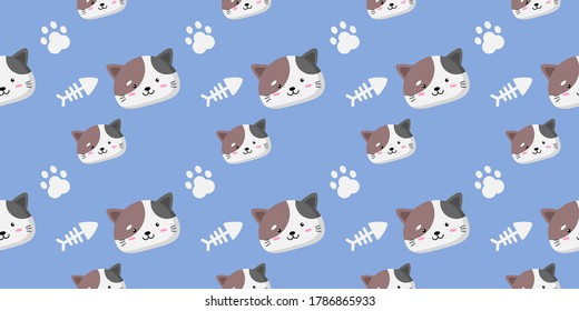 cute cats seamless pattern, vector Illustration