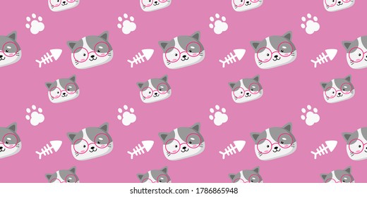 cute cats seamless pattern, vector Illustration
