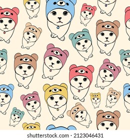 Cute cats seamless repeating pattern texture background design for fashion fabrics, textile graphics, prints etc