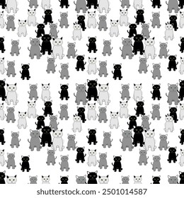 Cute  cats seamless  vector illustration pattern for modern fabrics, baby clothes , Ideal kids design, for fabric, wrapping, textile, wallpaper, apparel. 
