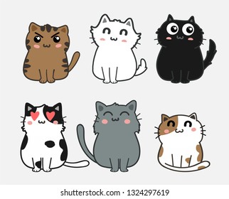cute cats set
