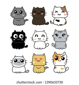 cute cats set. cartoon vector 