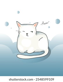Cute cats from a set of vector cartoon characters in different poses. Postcard, logo, decor for printing.