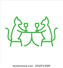 Cute cats setting on chair and date with each others outline in white background
