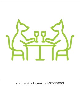 Cute cats setting on chair and date with each others outline in white background