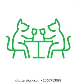 Cute cats setting on chair and date with each others outline in white background