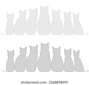 süße Katzen Seite an Seite grau