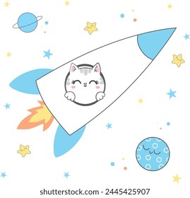 cute cats sketch vector illustration, print design cat, children print on t-shirt girl, illustration.