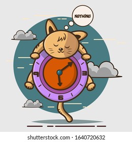 Cute Cats Sleep at a clock