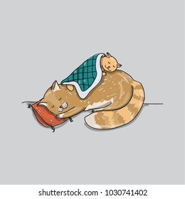 Cute Cats Sleep Funny Cats Cartoon Stock Vector (royalty Free 