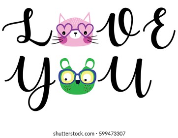 cute cats slogan artwork vector