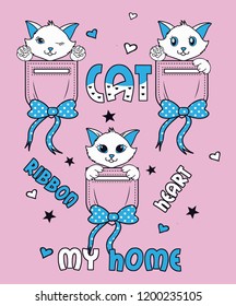 cute cats  slogan print vector