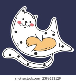 Pegatinas de gatos cortas diferentes plantea el concepto de mascotas domésticas. Ilustración del concepto de diseño gráfico plano vectorial