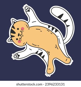 Pegatinas de gatos cortas diferentes plantea el concepto de mascotas domésticas. Ilustración del concepto de diseño gráfico plano vectorial