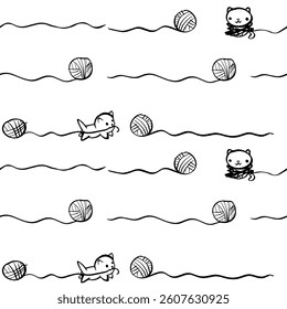 cute cats with thread ball