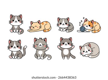 Cute cats in various poses and activities