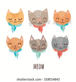 Cute cats in vector.
