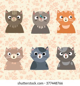 Cute cats in vector.