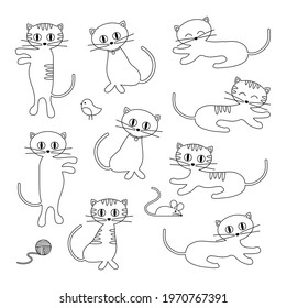 cute cats vector digital stamps