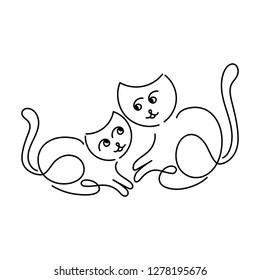Cute cats. Vector illustration.