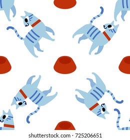 Cute cats. Vector seamless pattern with funny cats.