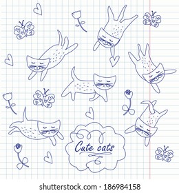 Cute  cats in vector set