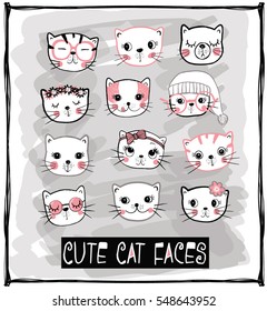 cute cats vector set