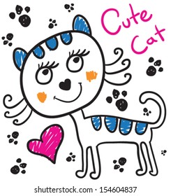 cute cat/T-shirt graphics/cute cartoon characters/cute graphics for kids/Book illustrations/textile graphic/graphic designs for kindergarten/cartoon character design/fashion graphic/cute wallpaper