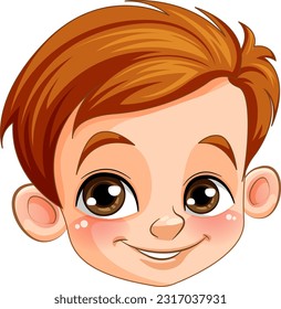 Cute Caucasian boy face isolated illustration