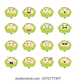 a cute Cauliflower cartoon expression set