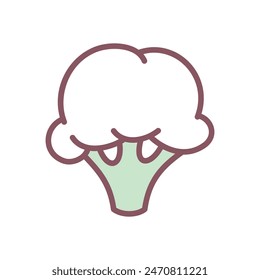 Cute cauliflower icon. Hand drawn illustration of a cabbage isolated on a white background. Vector 10 EPS.