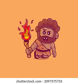 cute caveman illustration. Suitable for mascot designs, t-shirts, and more about the cute caveman