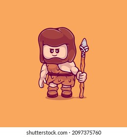 linda ilustración de un cavernícola. Adecuado para diseños de mascotas, camisetas y más sobre el mono hombre de caverna