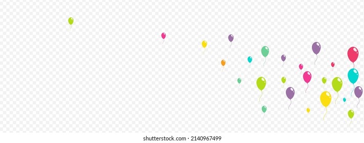 Cute Celebration Balloon Vector Panoramic Transparent Background. Flying Ballon Illustration. Pink and Blue Glossy Template. Bright Design Baloon Pattern.