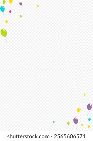 Cute Celebration Baloon Vector Transparent Background. Birthday Inflatable Ball Wallpaper. Pink and Blue Fun Texture. Color Helium Ballon Backdrop.