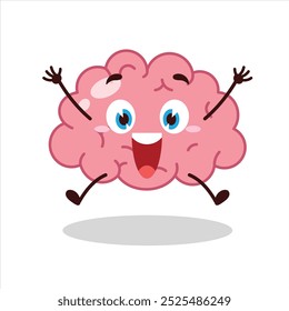 Expressão de salto de celebração bonito do personagem de desenho animado cerebral