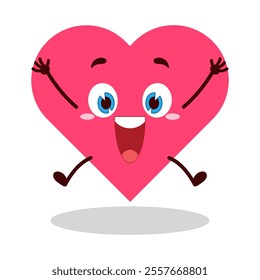 cute celebration jump expression of heart cartoon character