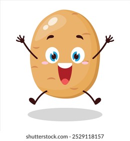 cute celebration jump expression of potato cartoon character