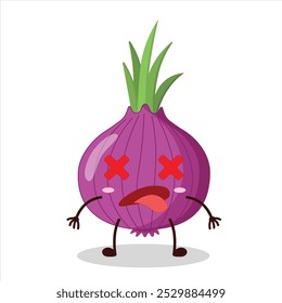 cute celebration jump expression of red onion cartoon character